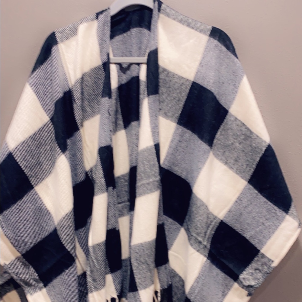 Brand new checkered poncho
